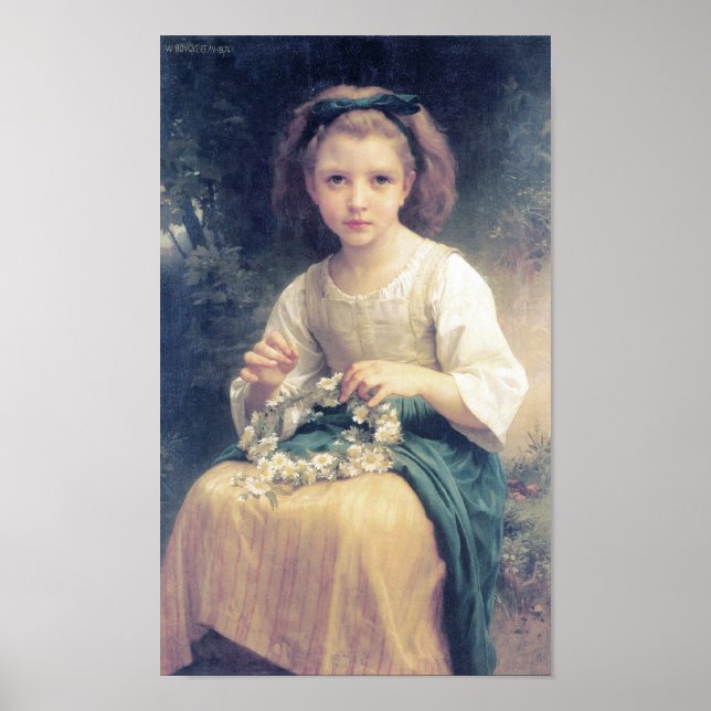 Affiches Bouguereau - Enfant Tressant une Couronne (Devant)