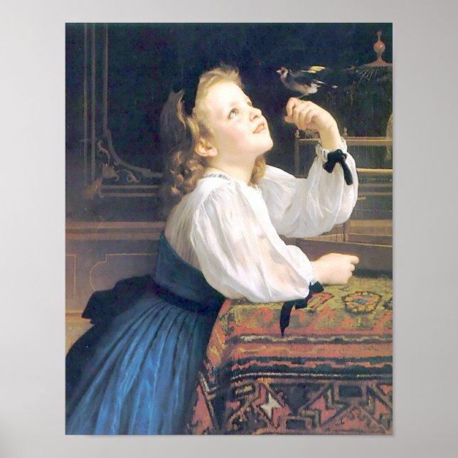 Affiches Bouguereau - L'Oiseau Cheri (Devant)