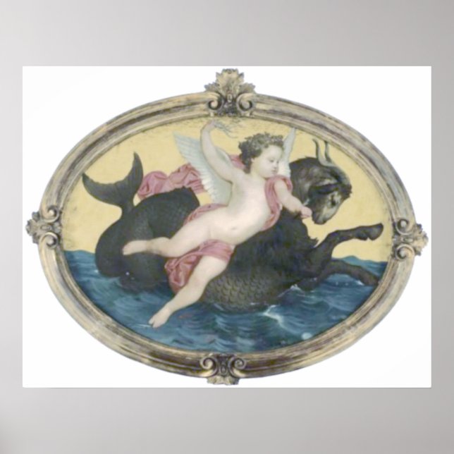 Affiches Bouguereau - Putti sur un Monstre Marin (Devant)