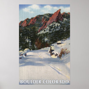 Affiches Boulder, Colorado - Flatirons en hiver
