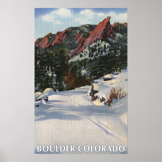 Affiches Boulder, Colorado - Flatirons en hiver (Devant)