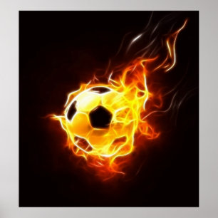 Affiches Boule de football en flammes