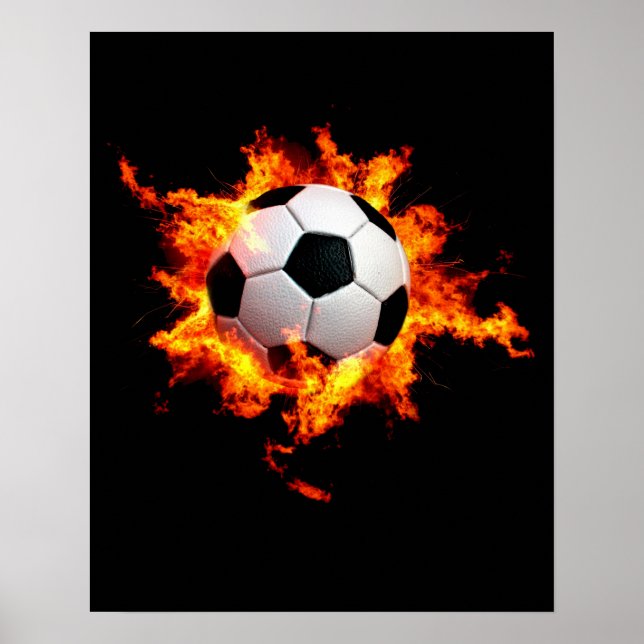 Affiches Boule de soccer flamboyante (Devant)