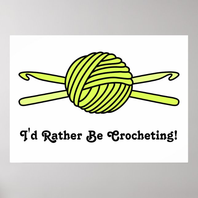 Affiches Boule jaune de fils et crochets de crochet (Devant)