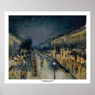 Affiches Boulevarde Montmartre à la nuit ~ Camille Pissarro