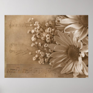 Affiches Bouquet de marguerites sur la musique