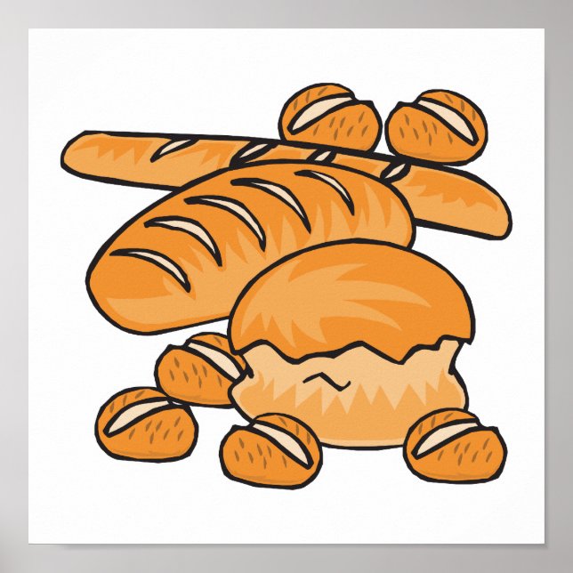 Affiches bouquet de pain et petits pains (Devant)
