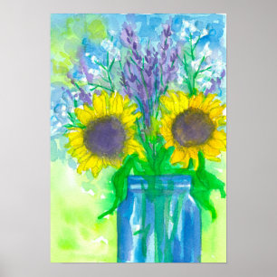 Affiches Bouquet Lavande de tournesol