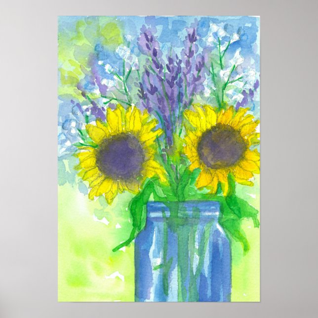 Affiches Bouquet Lavande de tournesol (Devant)