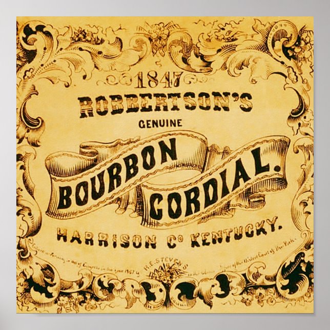 Affiches Bourbon Cordial ~ Publicité Vintage. (Devant)