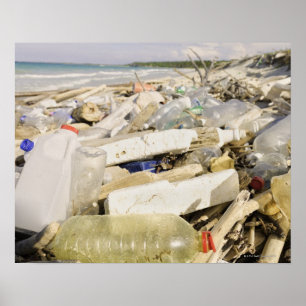Affiches Bouteilles en plastique et déversement océanique s