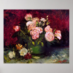 Affiches Bowl avec Peonies & Roses Van Gogh Art