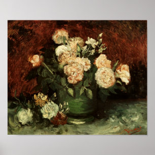 Affiches Bowl avec Peonies & Roses Van Gogh Art