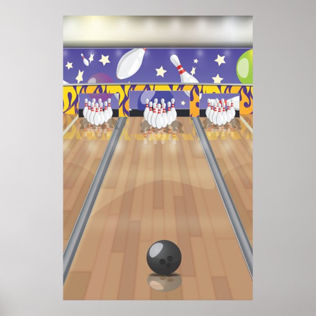 Affiches Bowling à dix quilles (Devant)