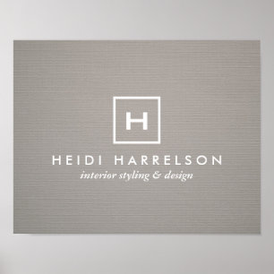 Affiches BOX LOGO avec VOTRE INITIAL/MONOGRAM sur LINGE GRA