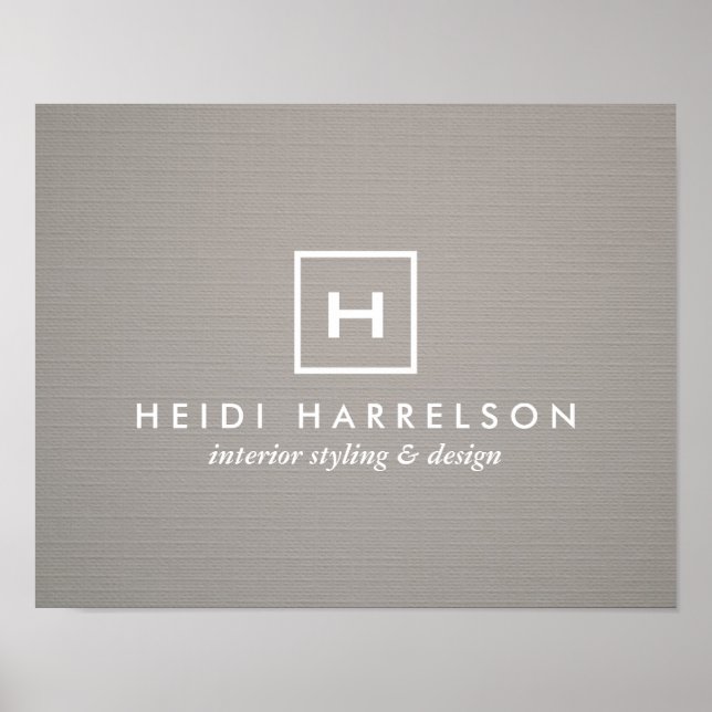 Affiches BOX LOGO avec VOTRE INITIAL/MONOGRAM sur LINGE GRA (Devant)