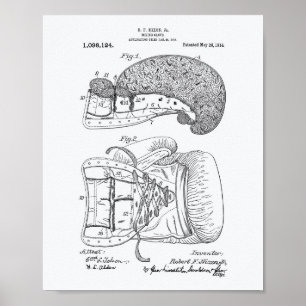 Affiches Boxing Glove 1914 Patent Art Livre blanc