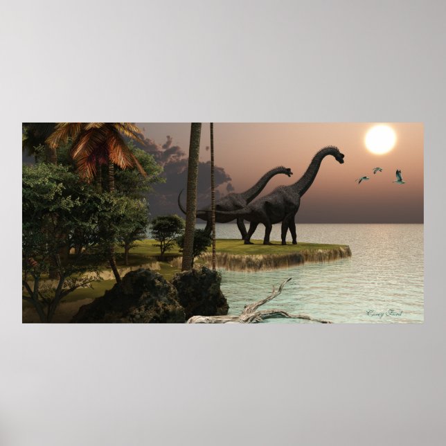Affiches Brachiosaurus Sunset Print (Devant)