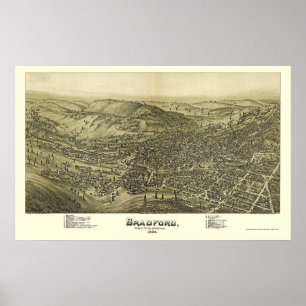 Affiches Bradford, PA Carte panoramique - 1895