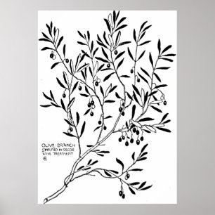 Affiches Branche d'olivier simplifiée en décor