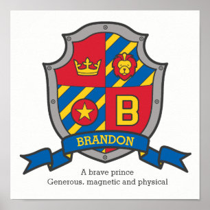 Affiches Brandon nom de garçon signifiant écusson de boucli