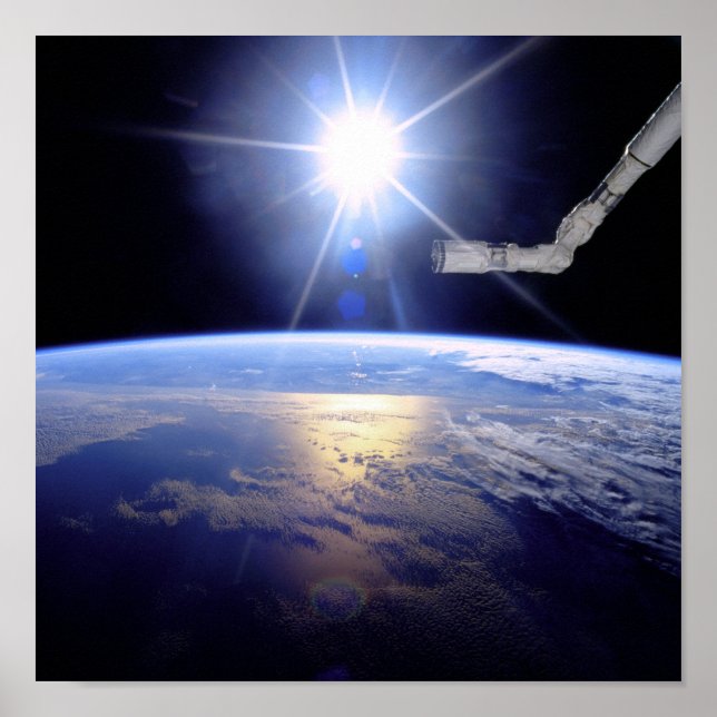 Affiches Bras robotisé de la navette spatiale en orbite ter (Devant)