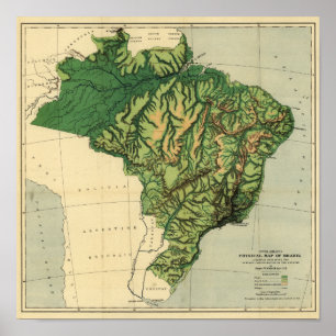 Affiches BrazilPhysical MapBrazil panoramique