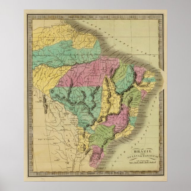 Affiches Brésil avec la Guyane et le Paraguay (Devant)