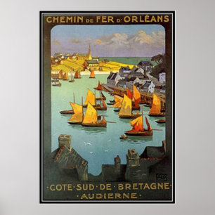 Affiches Bretagne vintage, Audierne, France -