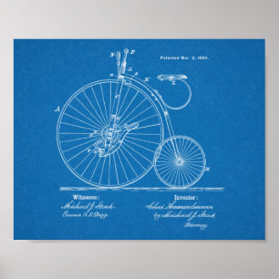 Affiches Brevet 1880 Haute Roulette Conception Bicyclette A