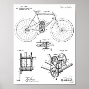 Affiches Brevet 1900 de conception de vélos à grande vitess