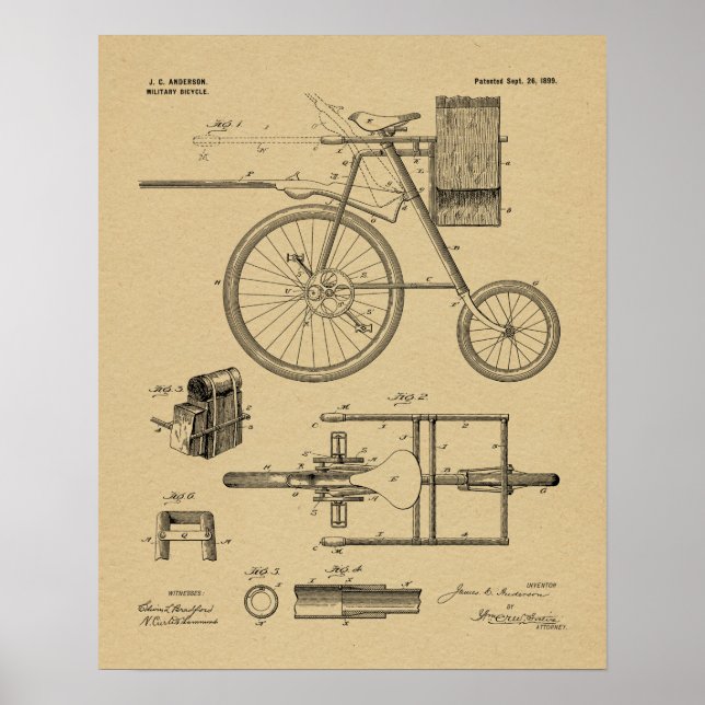 Affiches Brevet d'art de 1899 pour bicyclette militaire Imp (Devant)