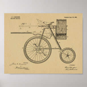 Affiches Brevet d'art de 1899 pour bicyclette militaire Imp