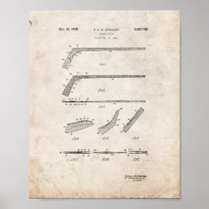 Affiches Brevet de bâton de hockey - vieux regard