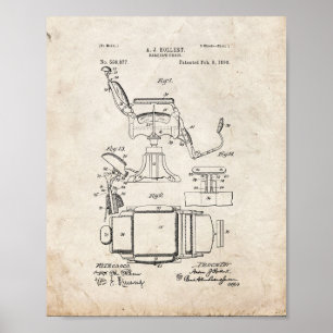 Affiches Brevet de la chaise de barbier - Vieux look