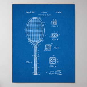 Affiches Brevet de raquette de tennis et semblable - modèle