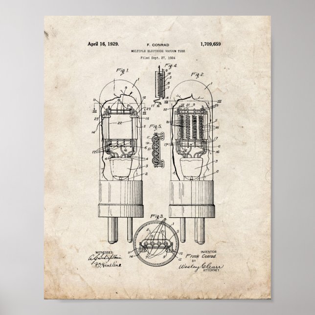 Affiches Brevet de tube à vide à électrodes multiples - Vie (Devant)