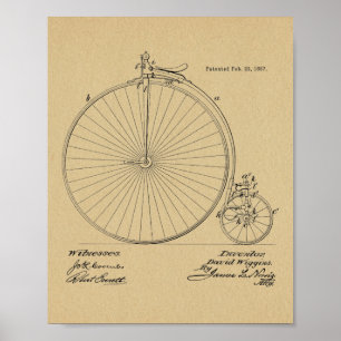 Affiches Brevet de vélo Vintage haute roue 1887 Imprimer