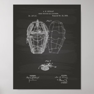 Affiches Brevet Mask Baseball Catchers 1883 - Chalkboard