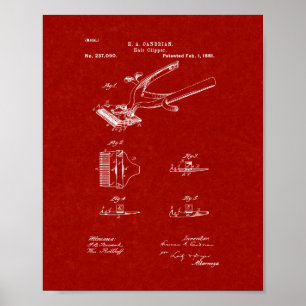 Affiches Brevet pour trompe-cheveux - Rouge Bourgogne