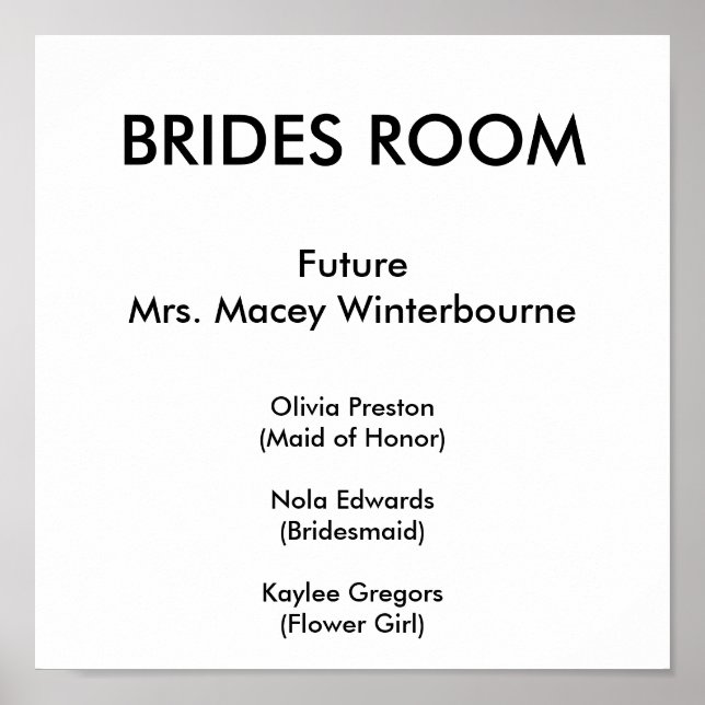 Affiches BRIDES ROOM, FutureMrs. Macey Winterbourne, Oli... (Devant)