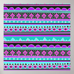 Affiches Bright Blue et violet motif tribal