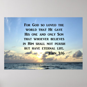 AFFICHES BRIGHT BLUE JOHN 3:16 OCEAN PHOTO DESIGN