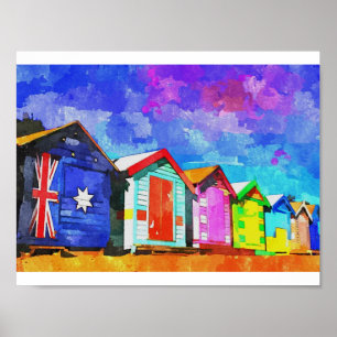 Affiches Brighton baignant la peinture d'aquarelle de