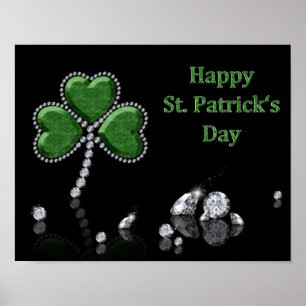 Affiches Brilliant Happy St. Patrick's Day Diamonds