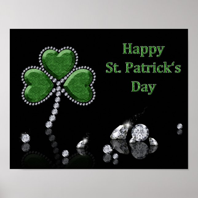 Affiches Brilliant Happy St. Patrick's Day Diamonds (Devant)