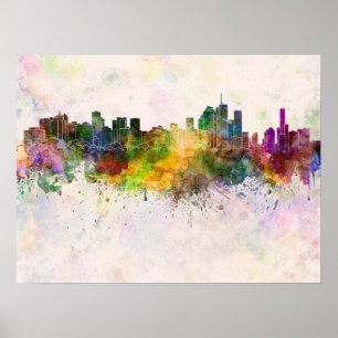 Affiches Brisbane skyline en aquarelle arrière - plan