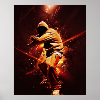 Affiches briseur de hip-hop en feu