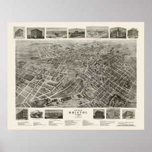 Affiches Bristol, TN Carte panoramique - 1912