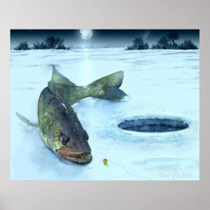 Affiches Brochets vairons sur la glace